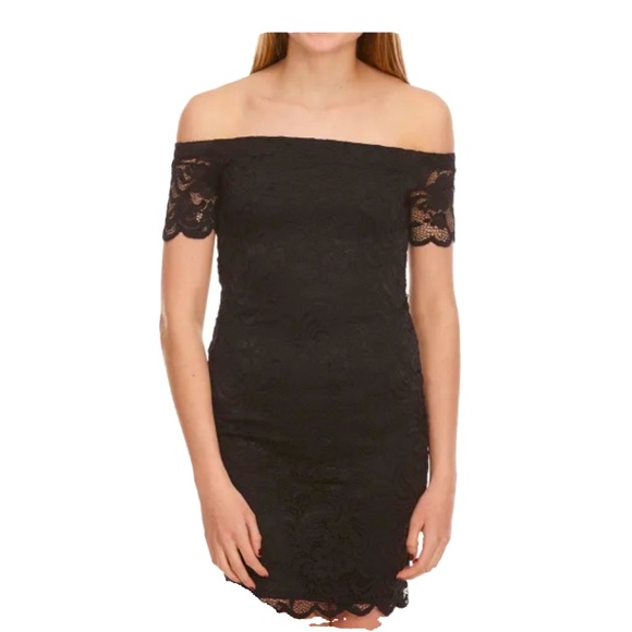 AMBIANCE BLACK LACE-OFF SHOULDERS BODY CONE DRESS IN SIZE 1X - Picture 1 of 9